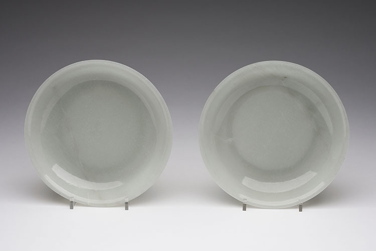 A Pair of Chinese White Jade Dishes, 18th/19th Century by Chinese Artist