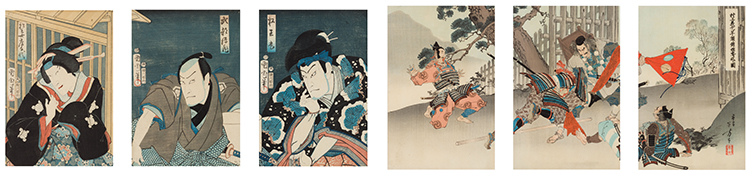 Two Japanese Ukiyo-e School Woodlock Triptychs, 19th Century by  Japanese Art