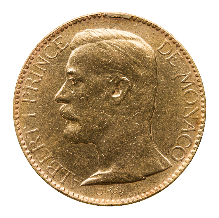 Albert I Gold 100 Francs 1891 A, Paris Mint, Ex-Jewellery par  Monaco