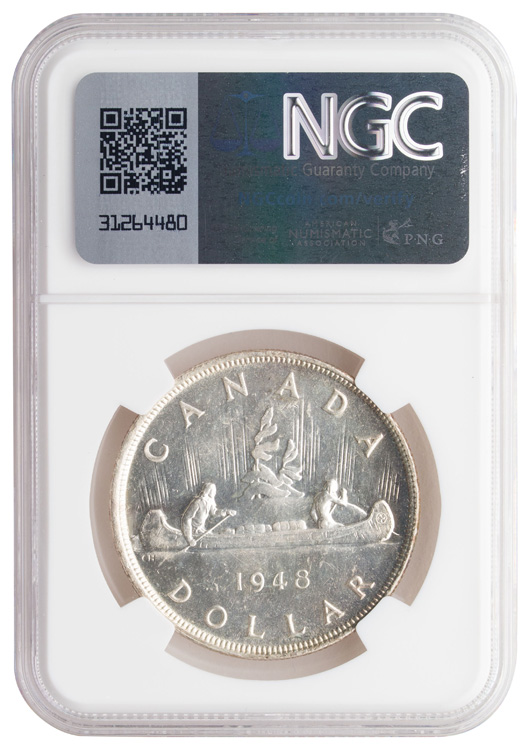George VI Silver Dollar 1948, NGC AU58 par  Canada