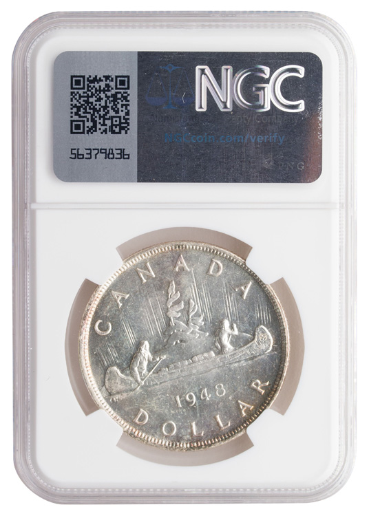 George VI Silver Dollar 1948, NGC UNC Details (Obverse Cleaned) par  Canada