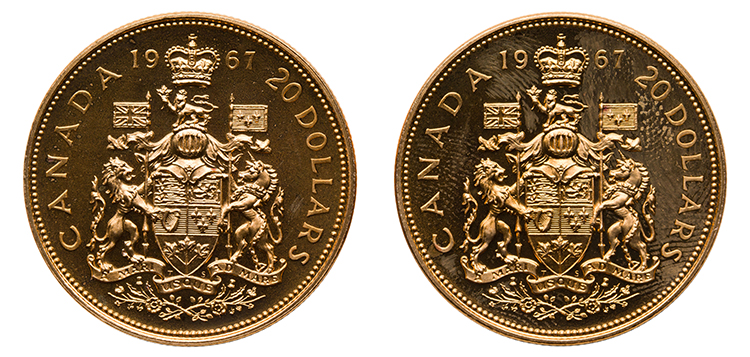 Two Elizabeth II Gold Specimen 20 Dollars 1967, “Confederation Centennial – Canadian Coat of Arms” by  Canada