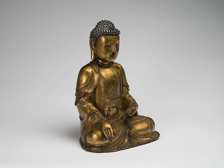 A Large Chinese Gilt Bronze Seated Figure of Buddha Shakyamuni, Ming Dynasty, 16th/17th Century by  Chinese Art