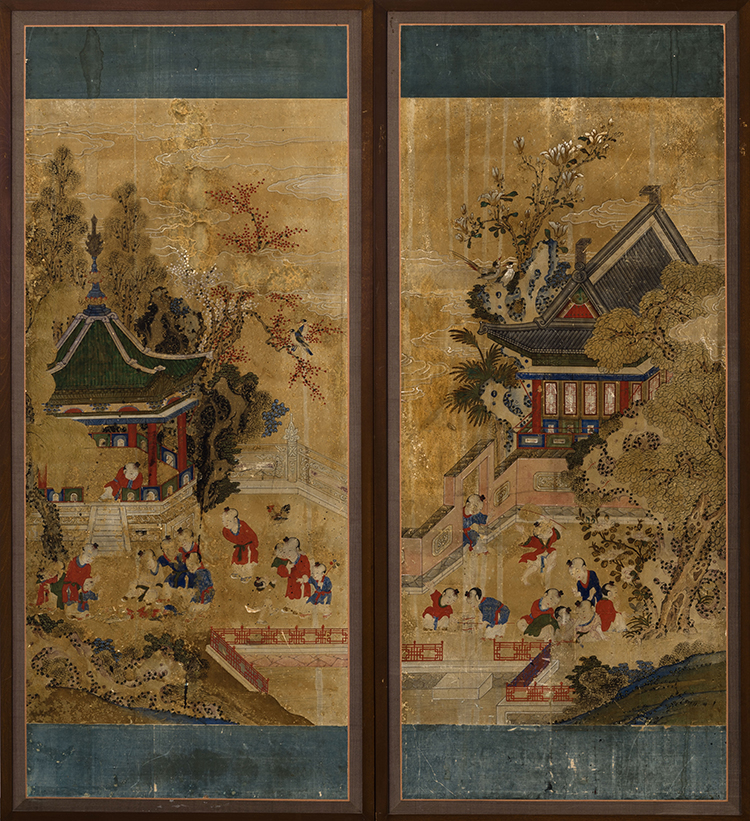 A Rare Set of Eight Korean 'Hundred Boys' Panels, Joseon Period, 19th Century by  Korean Art