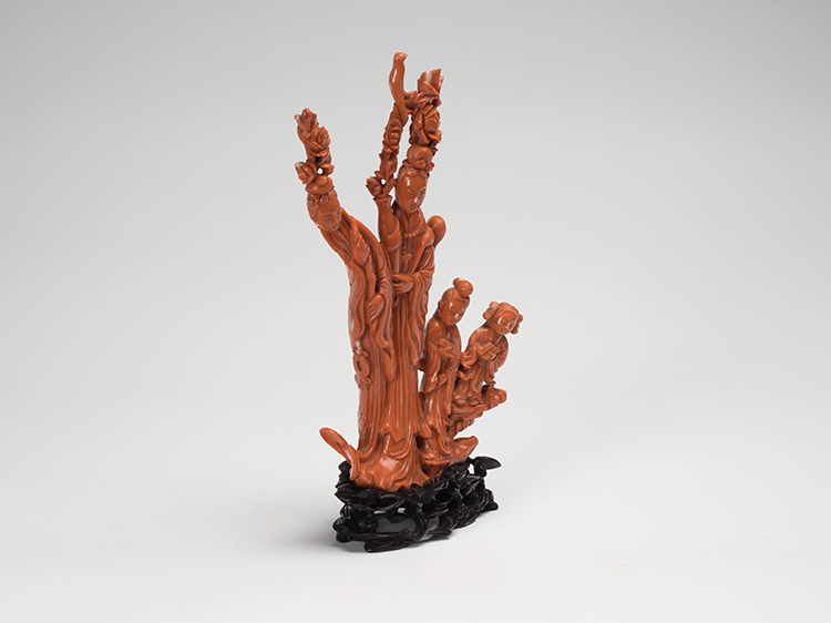 A Large Chinese Coral Carved Figural Group, Late Qing Dynasty by  Chinese Art