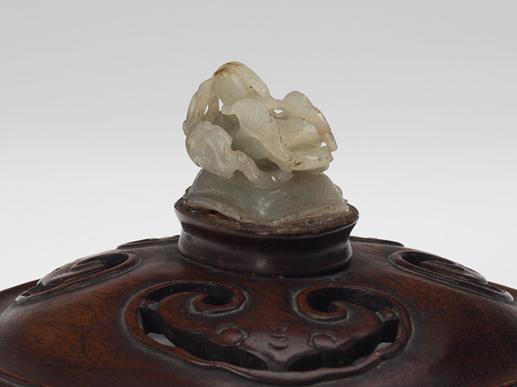 A Chinese Greyish Celadon Carved Jade 'Mandarin Duck' Finial, Yuan Dynasty (1279-1368) by  Chinese Art