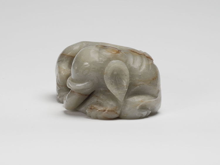 A Chinese Greyish Celadon Jade Carved Recumbent Elephant, Qing Dynasty by  Chinese Art