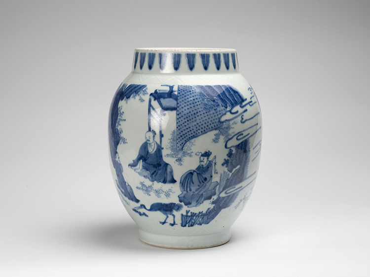 A Chinese Blue and White Ovoid 'Figural' Jar, Qing Dynasty by  Chinese Art