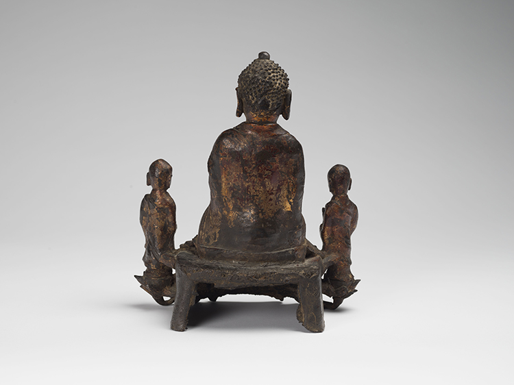 A Chinese Gilt Lacquer Bronze Buddha and Attendants Group, Ming Dynasty, 16th/17th Century by  Chinese Art