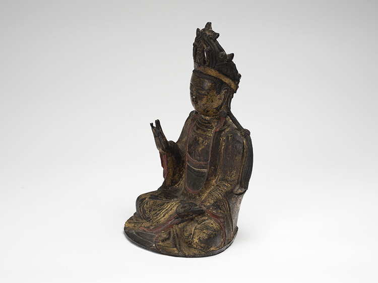 A Chinese Gilt and Polychromed Bronze Seated Figure of Guanyin, Ming Dynasty 16th/17th Century by  Chinese Art