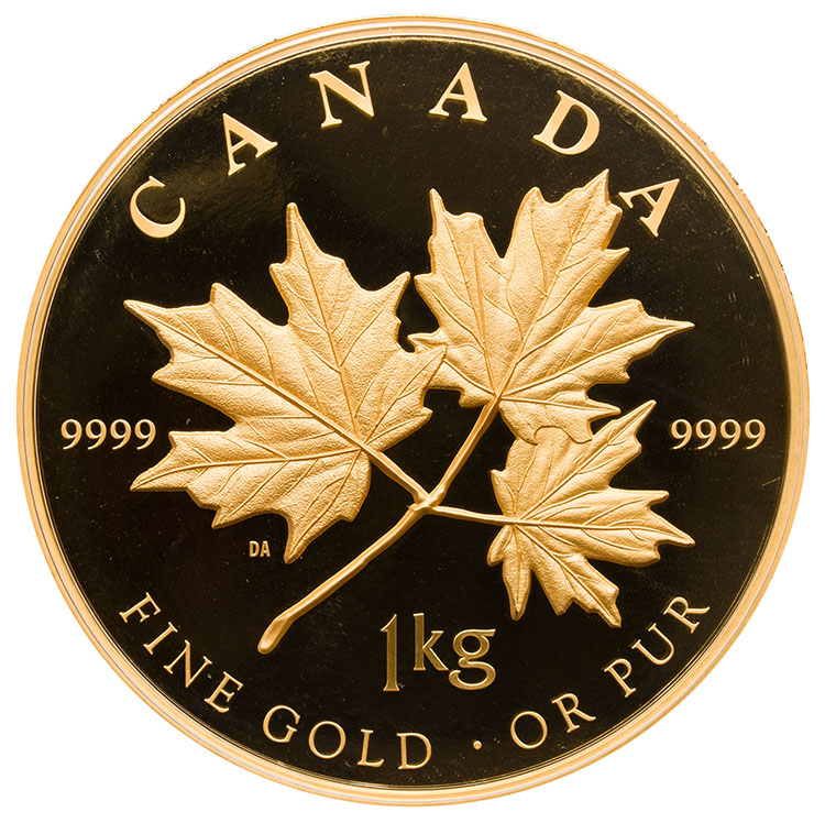 Elizabeth II Gold Proof 2500 Dollars (One Kilo) 2011, “Maple Leaf Forever” by  Canada