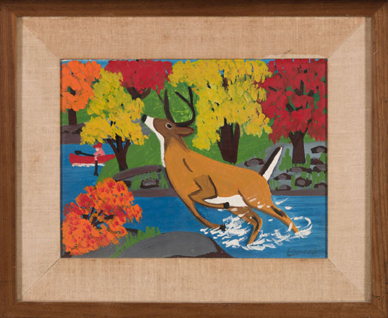 Deer Jumping in the Water by Maud Lewis