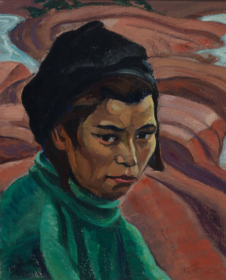 Portrait of a Woman in Green par Muriel Yvonne McKague Housser