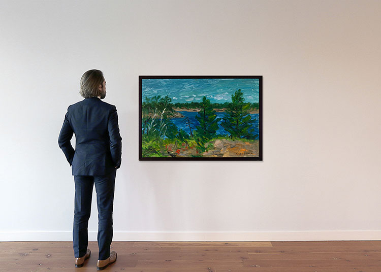Pines Against Blue Waters by William Goodridge Roberts