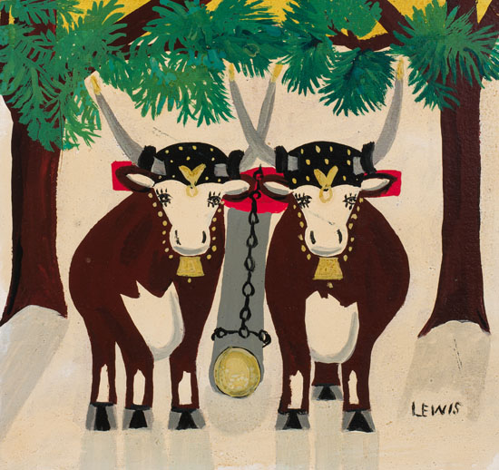 Two Oxen par Maud Lewis