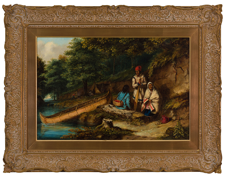 Caughnawaga Indian Encampment at a Portage (Family Resting by a Stream) by Cornelius David Krieghoff