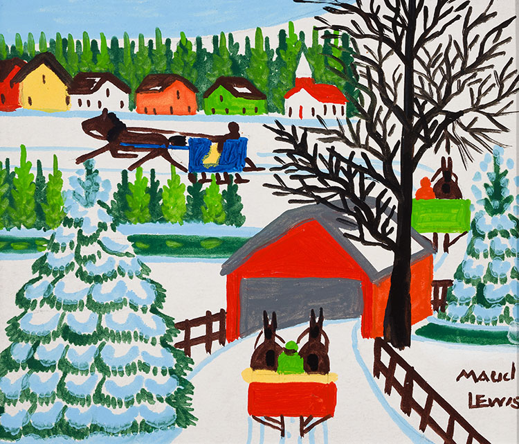 Covered Bridge in Winter by Maud Lewis