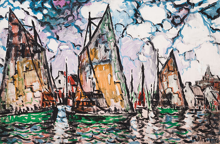 Bateaux au port par Marc-Aurèle Fortin