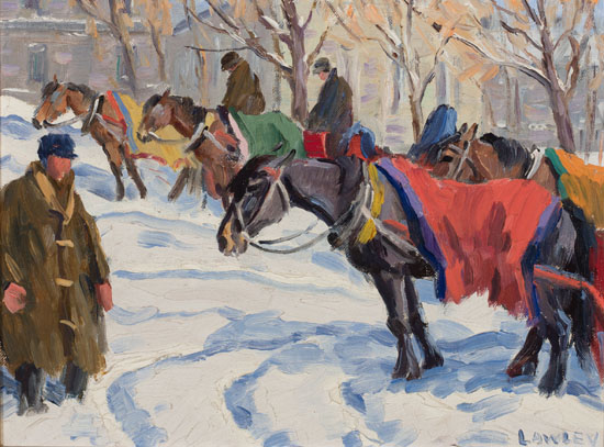 The Black Horse with Red Blanket, Place d'Armes, Quebec City by John Douglas Lawley