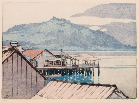 The Waterfront, Alert Bay, BC by Walter Joseph (W.J.) Phillips