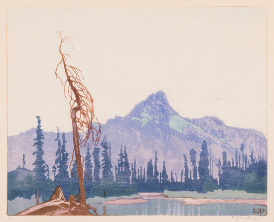 Mount Cathedral from Lake O'Hara, BC by Walter Joseph (W.J.) Phillips