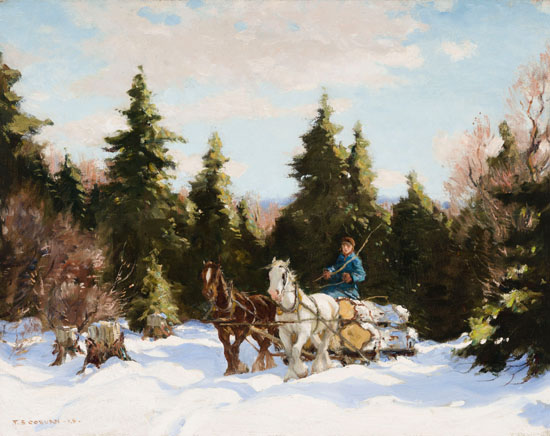 A Team of Horses Hauling Logs par Frederick Simpson Coburn