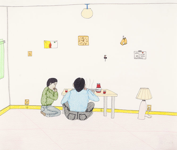 Untitled (Eating at the Table) by Annie Pootoogook