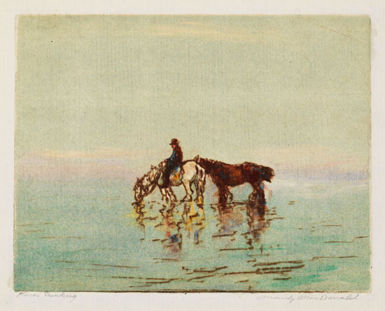 Horses Drinking par Manly Edward MacDonald