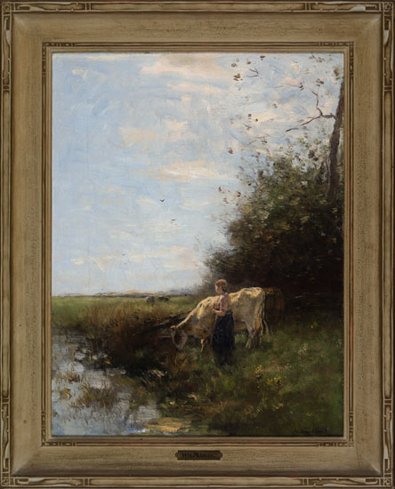 Woman and Cow by the Water par Willem Maris