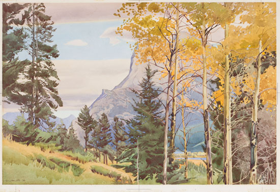 Mount Rundle, Fall - The Bow Valley by Walter Joseph (W.J.) Phillips