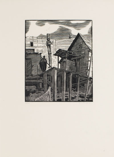 	Shacks on the Beach, Karlukwees by Walter Joseph (W.J.) Phillips