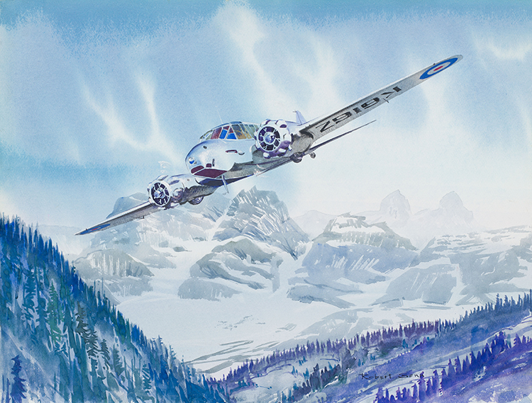 Avro "Anson" Over North Shore Mountains by Robert Genn