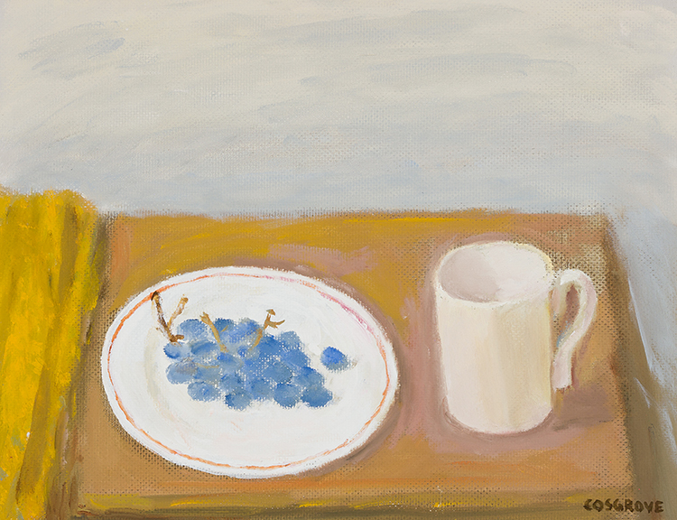 Blue Grapes on Red-Bordered Plate par Stanley Morel Cosgrove