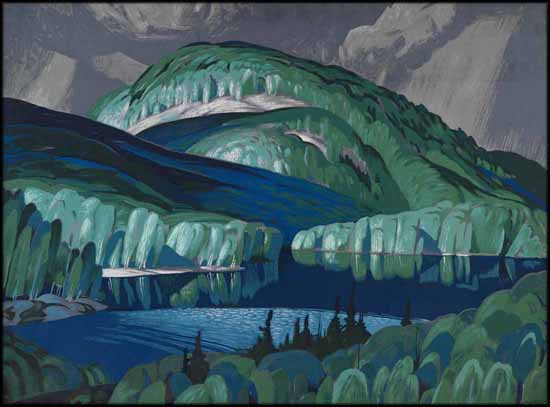 Sunlit Hill by a Lake by Alfred Joseph (A.J.) Casson