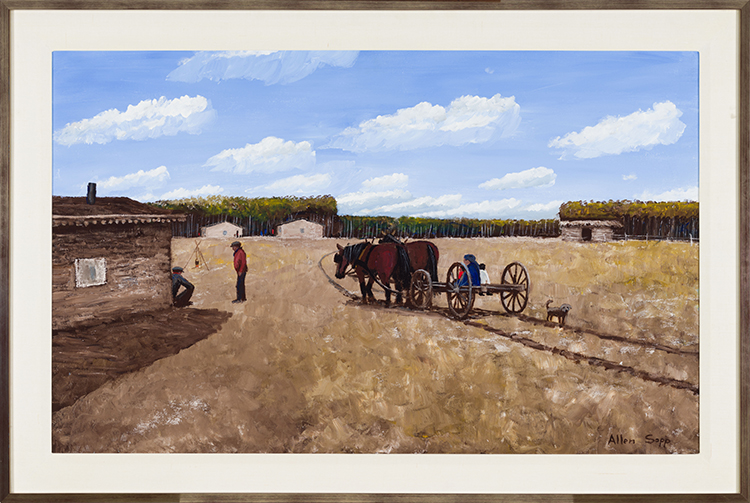 Family and Wagon by Allen Sapp