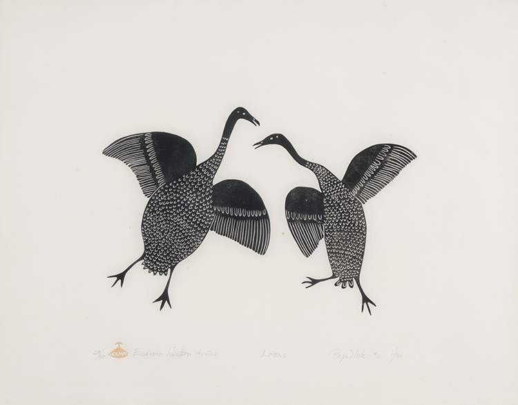 Loons (with printing stone) by Flossie Pappidluk