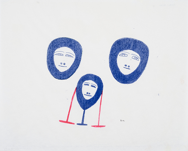 3 Faces in Blue Ruff par Jessie Oonark