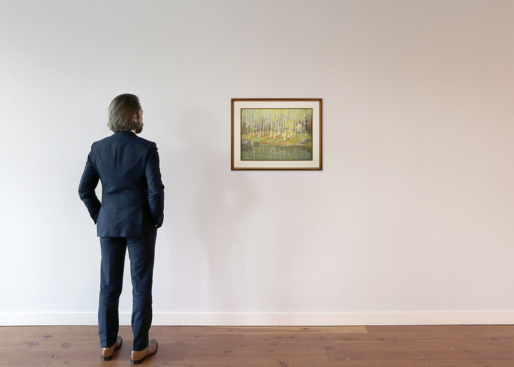 Spring Birches on Speyside Stream by Tom (Thomas) Keith Roberts