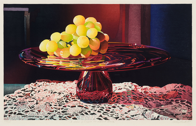 A Glow of Grapes on Garnet Glass by Mary Frances Pratt