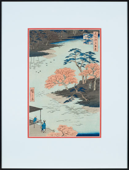 Robe-Hanging Pine, Senzoku Pond and Inside Akiba Shrine, Ukeji from Meisho Edo hyakkei (100 Famous Views of Edo) by Ando Hiroshige