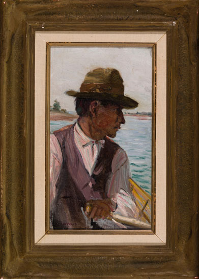 Portrait of a Man in a Rowboat (Possible Portrait of Tom Thomson) by Peter Clapham Sheppard