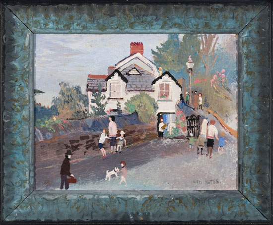 Figures by a Cottage by Fred Yates