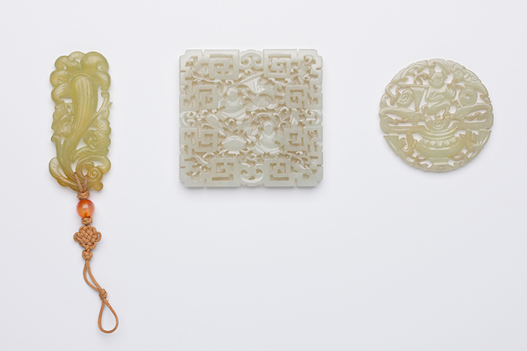 A Chinese Pale Celadon Jade Square Form Pendant, Qing Dynasty, Circa 1900 by  Chinese Art