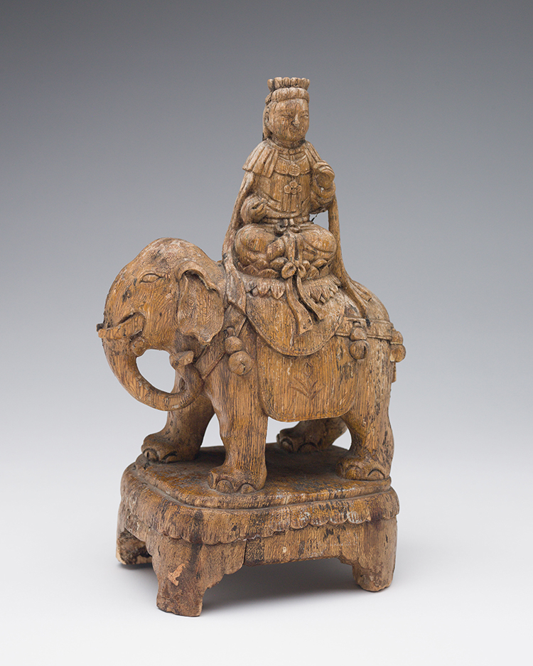 A Chinese Wood Carved Seated Figure of Samantabhadra par  Chinese Art