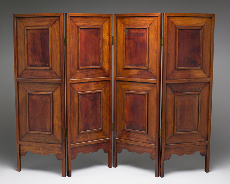 A Chinese Four Panel Rosewood and Famille Rose Porcelain Inlay Table Screen, Republican Period, Circa 1920's by  Chinese Art