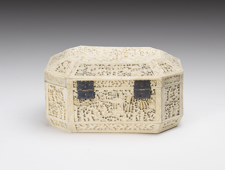 A Chinese Export Ivory Carved Box, Mid-19th Century by  Chinese Export School