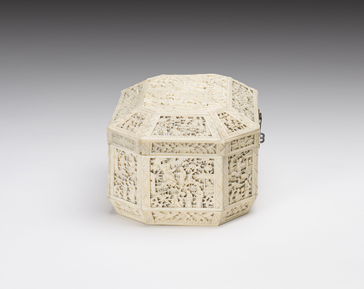 A Chinese Export Ivory Carved Box, Mid-19th Century by  Chinese Export School