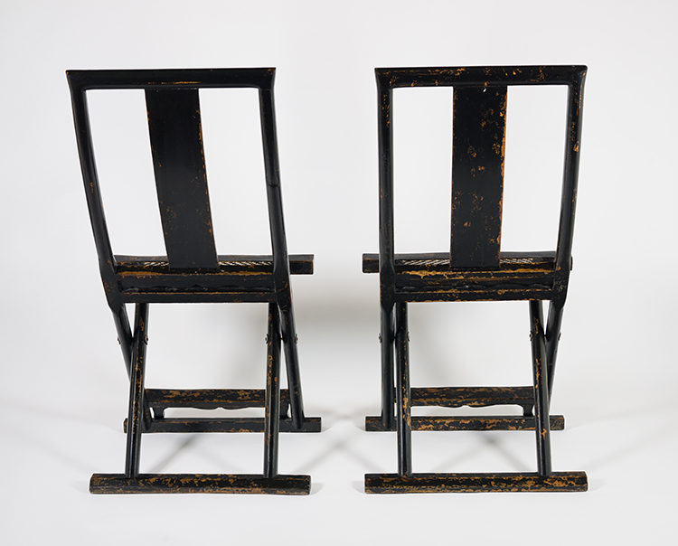 A Pair of Chinese Lacquered Elmwood Chairs, Late 19th Century par  Chinese Art