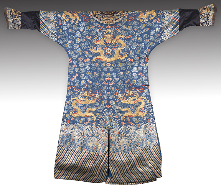 A Chinese Embroidered Silk Ground Dragon Robe, Jifu, Mid-19th Century by  Chinese Art