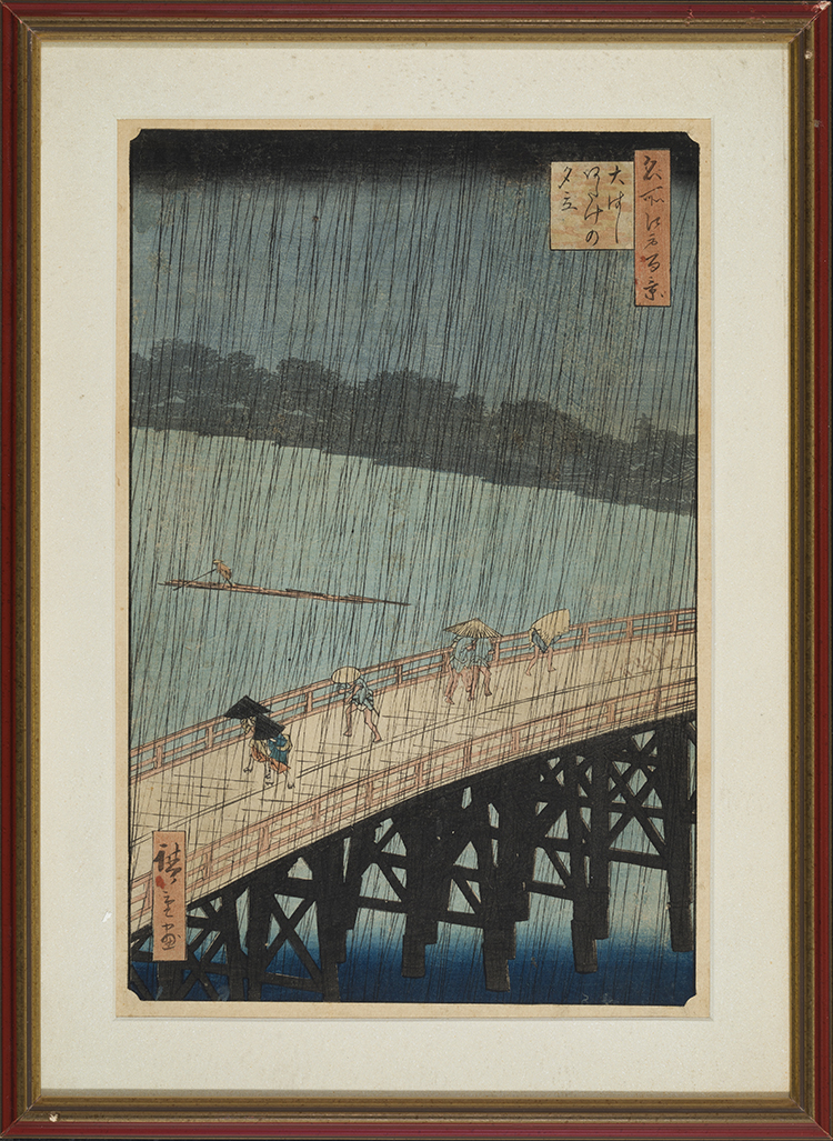 Sudden Shower over Shin-Ohashi Bridge and Atake par Ando Hiroshige